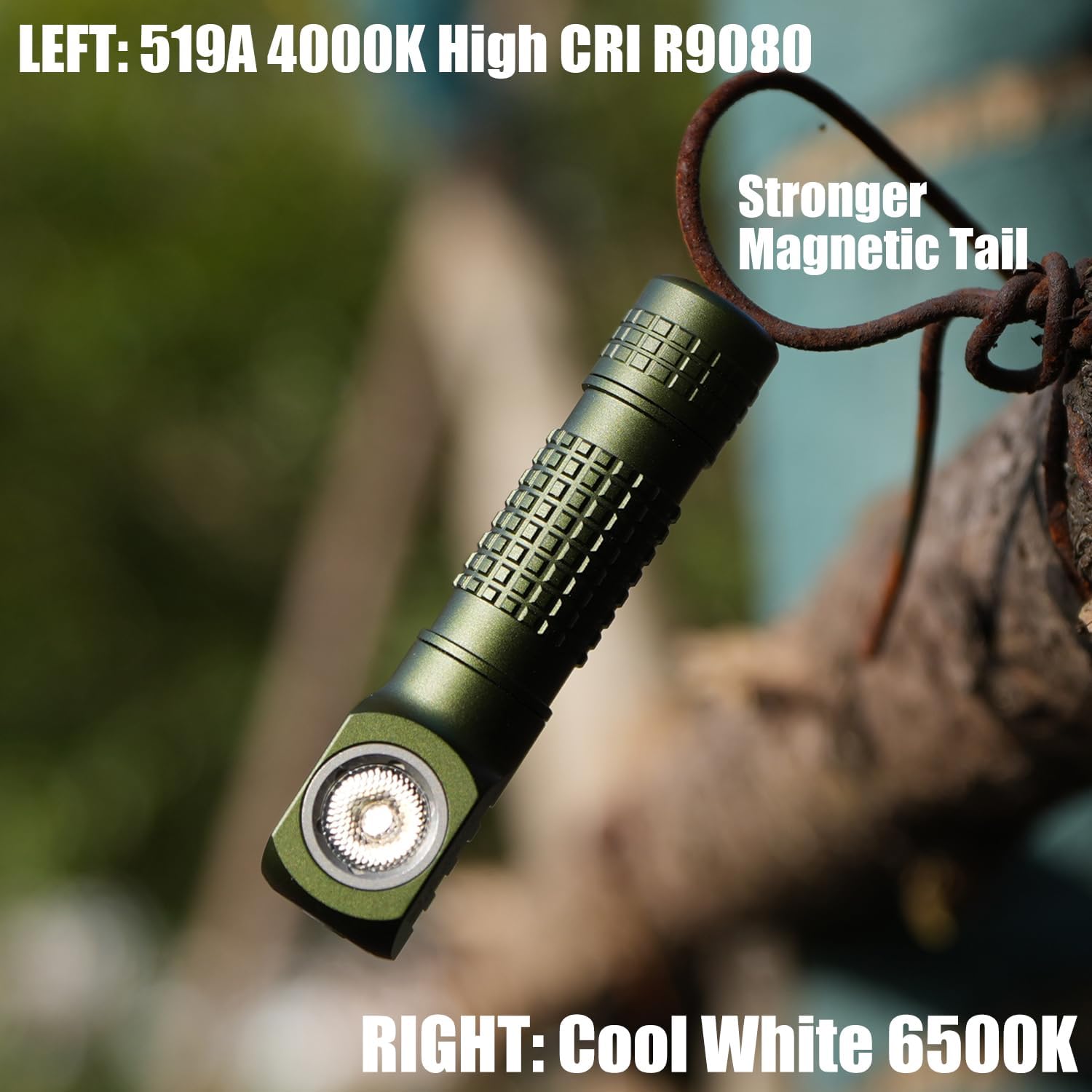 Manker E02 III Everyday-Carry Flashlight, USB-C Rechargeable Flashlight, Pocket EDC Flashlight with Magnetic Tail, Reversible Clip (560 Lumens 6500K Cool White, Army Green)