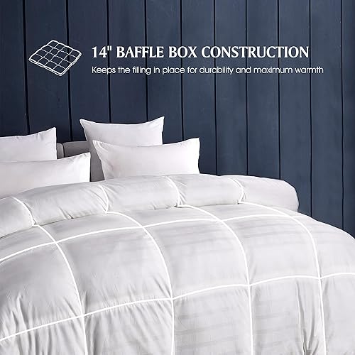 Miniatura 2 de Blue Ridge Home Fashions Edredón alternativo Duraloft de algodón de 600 hilos, tamaño matrimonialqueen, blanco (121002)