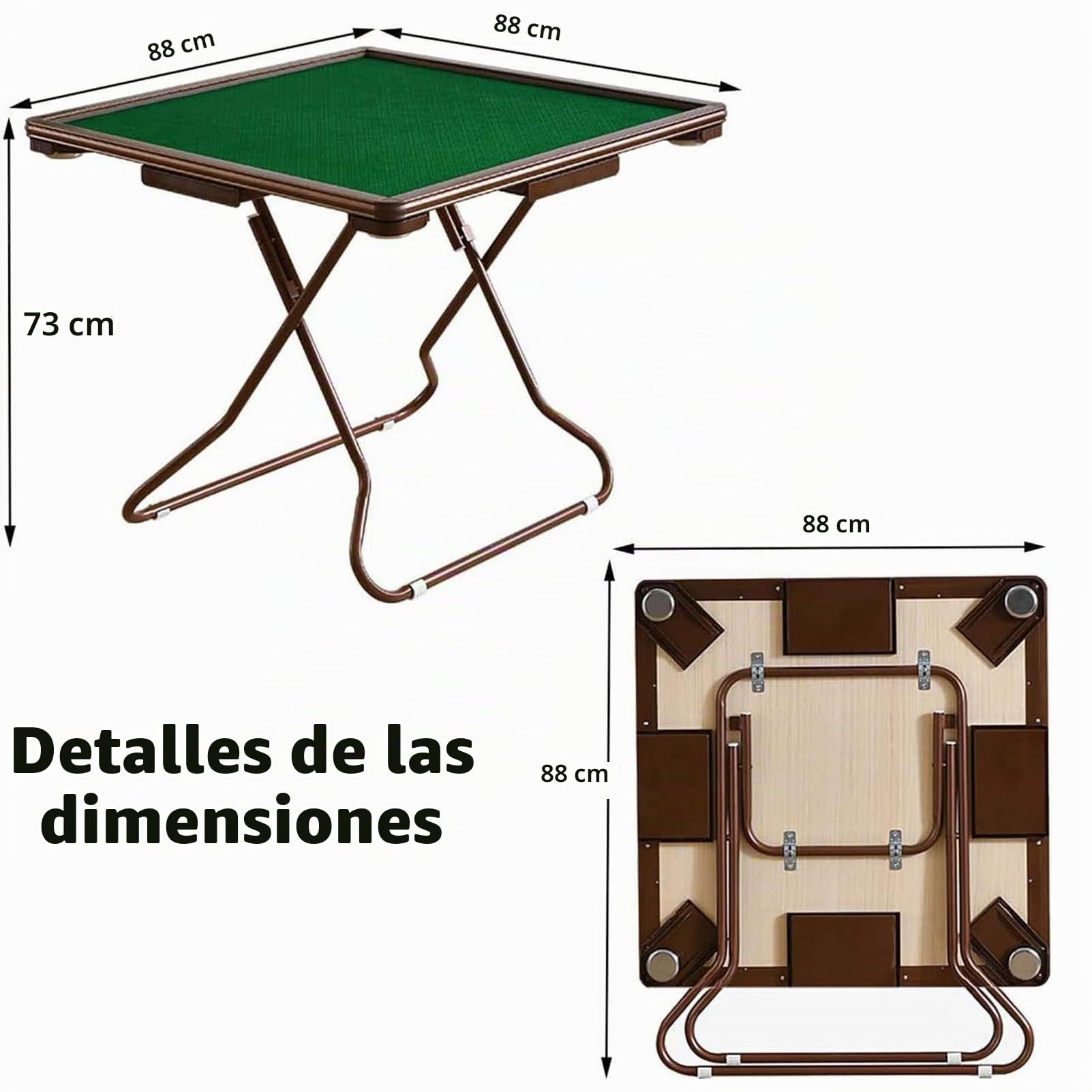 Mesa Plegable de Mahjong - Multifunción Cuadrada Con Portavasos y Bandejas para Fichas - Juego de Mesa Portátil para Dominó, Póquer y Blackjack