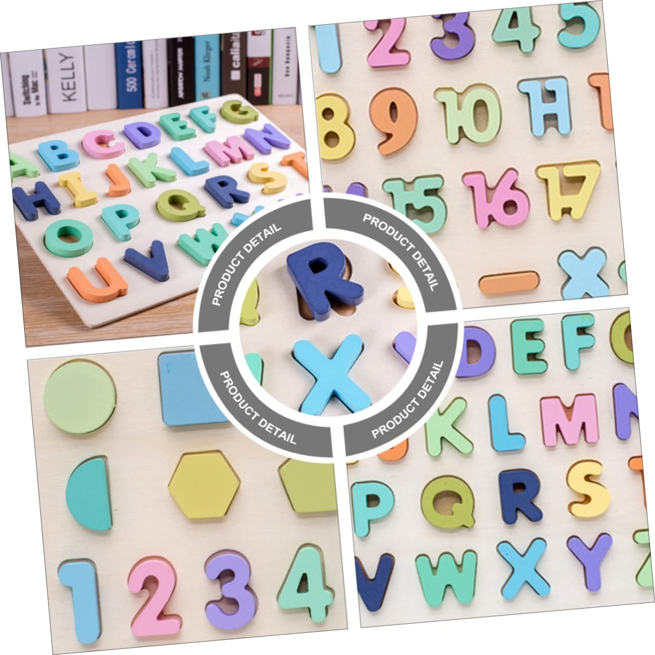 Educativo de Bloques Números y Letras Mayúsculas Juguetes de Reconocimiento Alfabético para Tablero de para Aprendizaje Infantil y Desarrollo Cognitivo