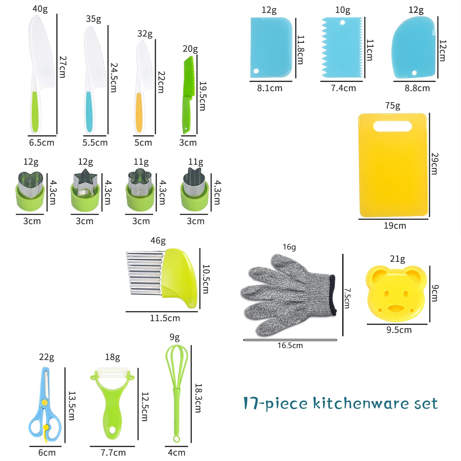 Set Da Cucina Per Bambini 18 Pezzi, Coltelli Sicuri E Utensili Montessori Per Piccoli Chef Dai 2 Agli 8 Anni