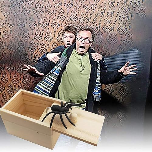 Miniatura 6 de Caja de broma original de araña, divertida caja de miedo de madera, hecha a mano, divertido juguete de broma de broma, regalo práctico, broma de