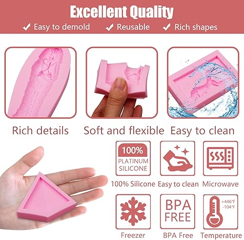 Miniatura 3 de Moldes de silicona de chocolate antiguo de Egipto, 4 unidades, molde de fondant de faraón egipcio, molde de caramelo de esfinge de momia de Anubis