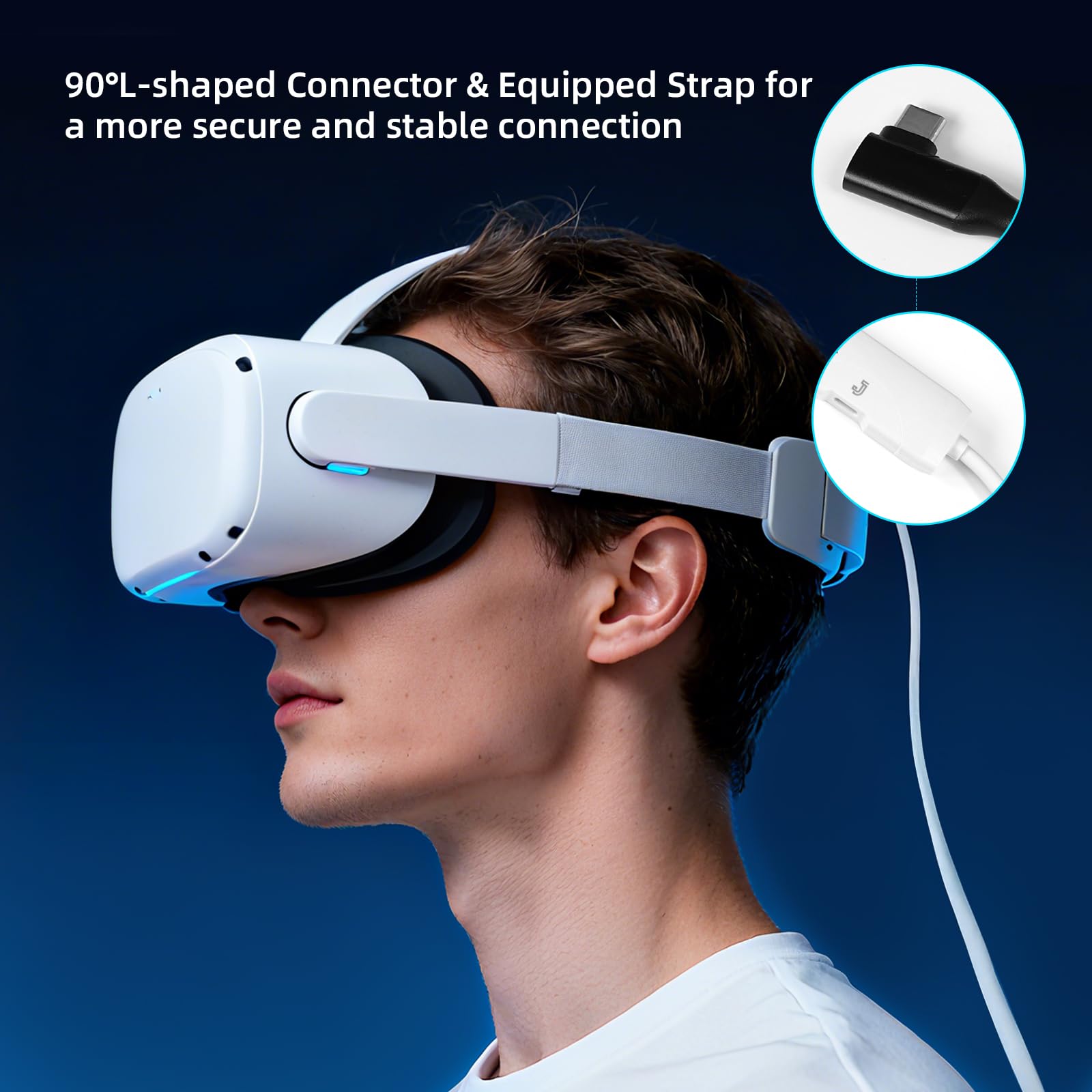 Cavo di collegamento con porta di ricarica rapida 4,6 m, USB 3.0 tipo A a C, cavo di ricarica ad alta velocità per trasferimento dati per cuffie VR e PC da gioco, bianco