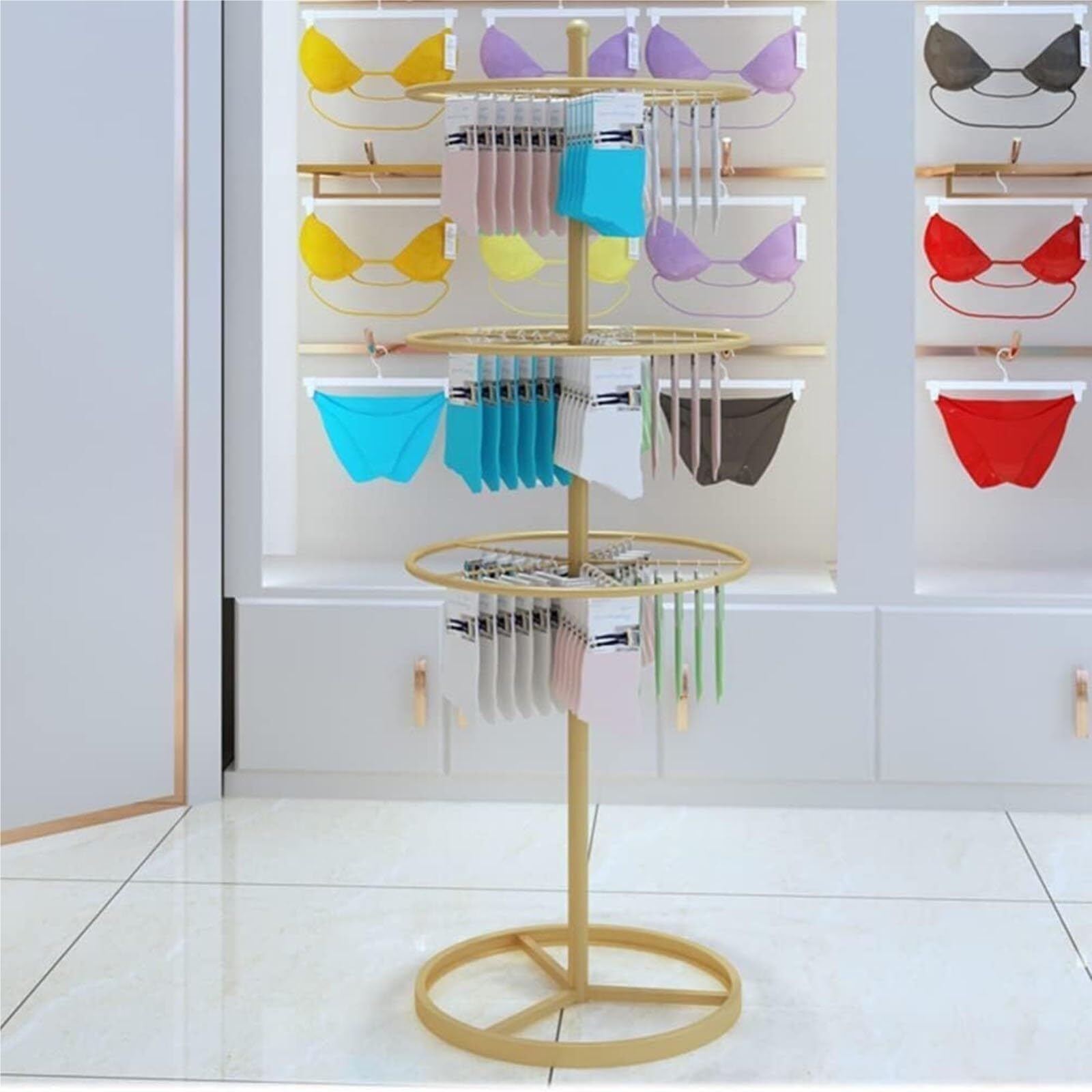 Espositore per indumenti indipendente a 3 livelli per reggiseni, pantaloncini, calzini e biancheria intima - Soluzione di organizzazione e attrezzatura per negozi al dettaglio