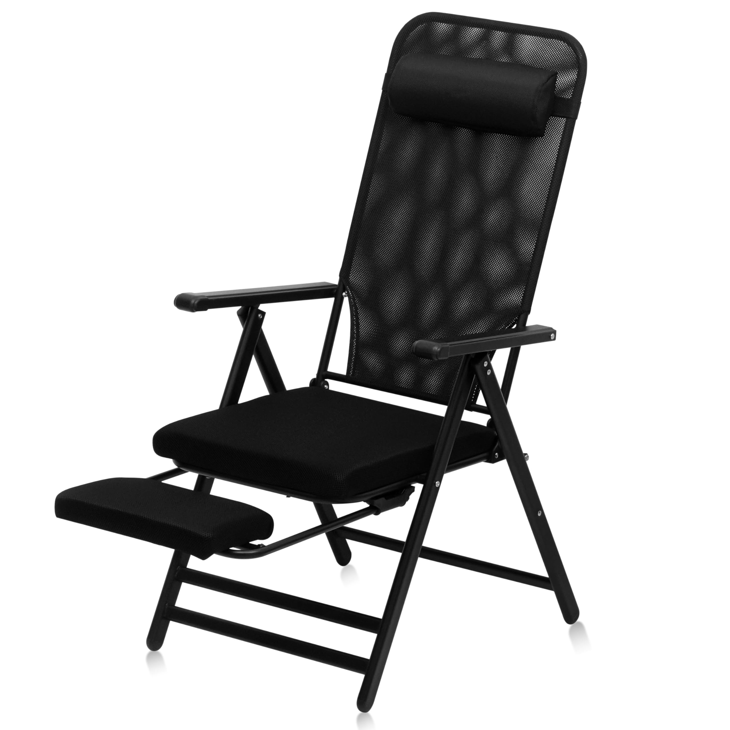 Livzing Zero Gravity Recliner Chair | Foldable Outdoor Lounge Chair with Adjustable Footrest & Headrest | Heavy Duty Steel Frame | Garden, Balcony, Camping & Beach Chair – Black-image-11