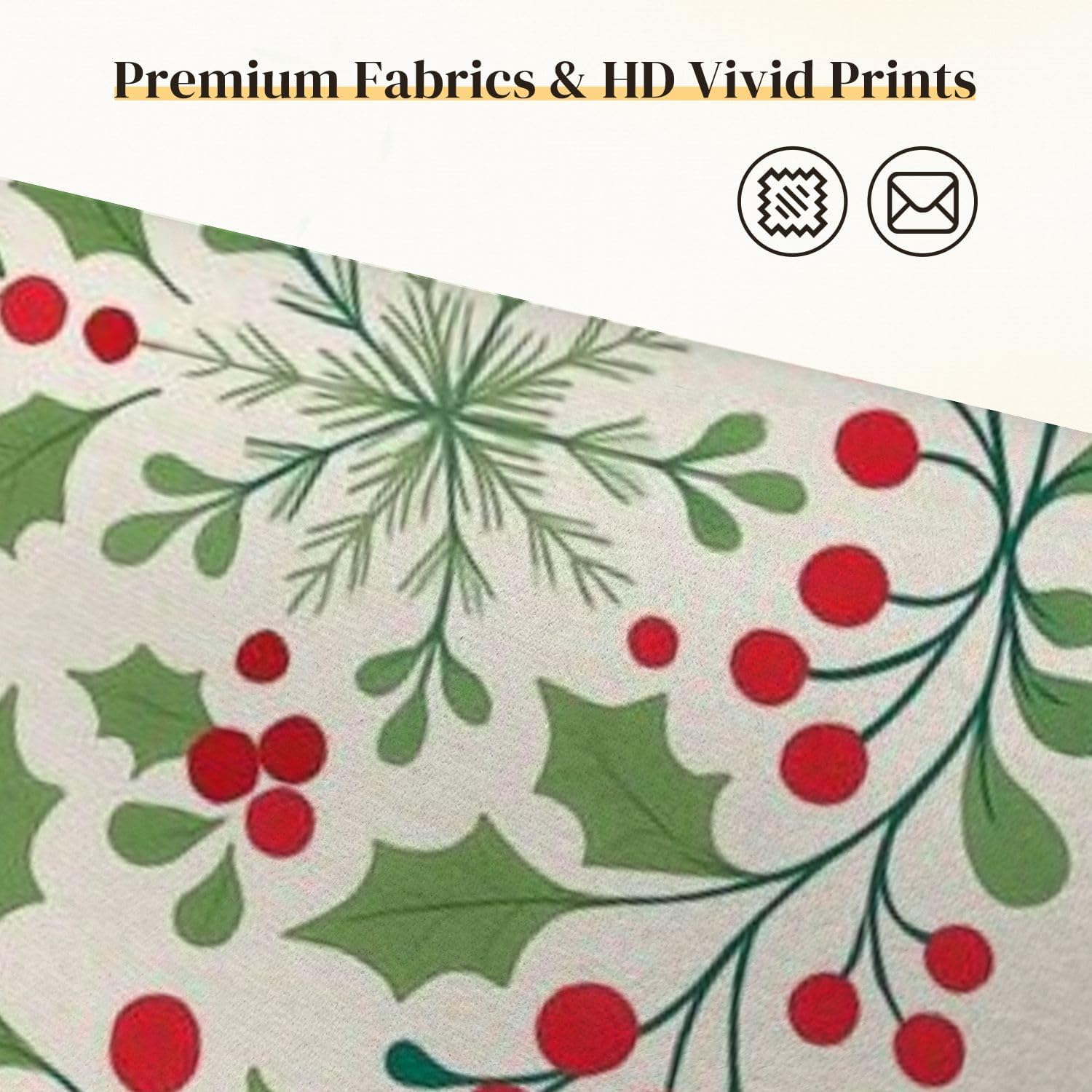 Mahjong Mat for Table Festive Christmas Holly Red Berries Green Bow Snowflake 31.5" x 31.5" Non-Slip Noise-Reducing Game Mat Premium Mahjong Accessories for Poker Dominoes Board Games