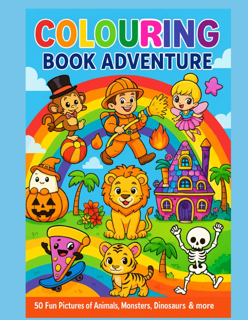 Colouring Book Adventure: 50 Fun Pictures of Animals, Monsters, Dinosaurs & more