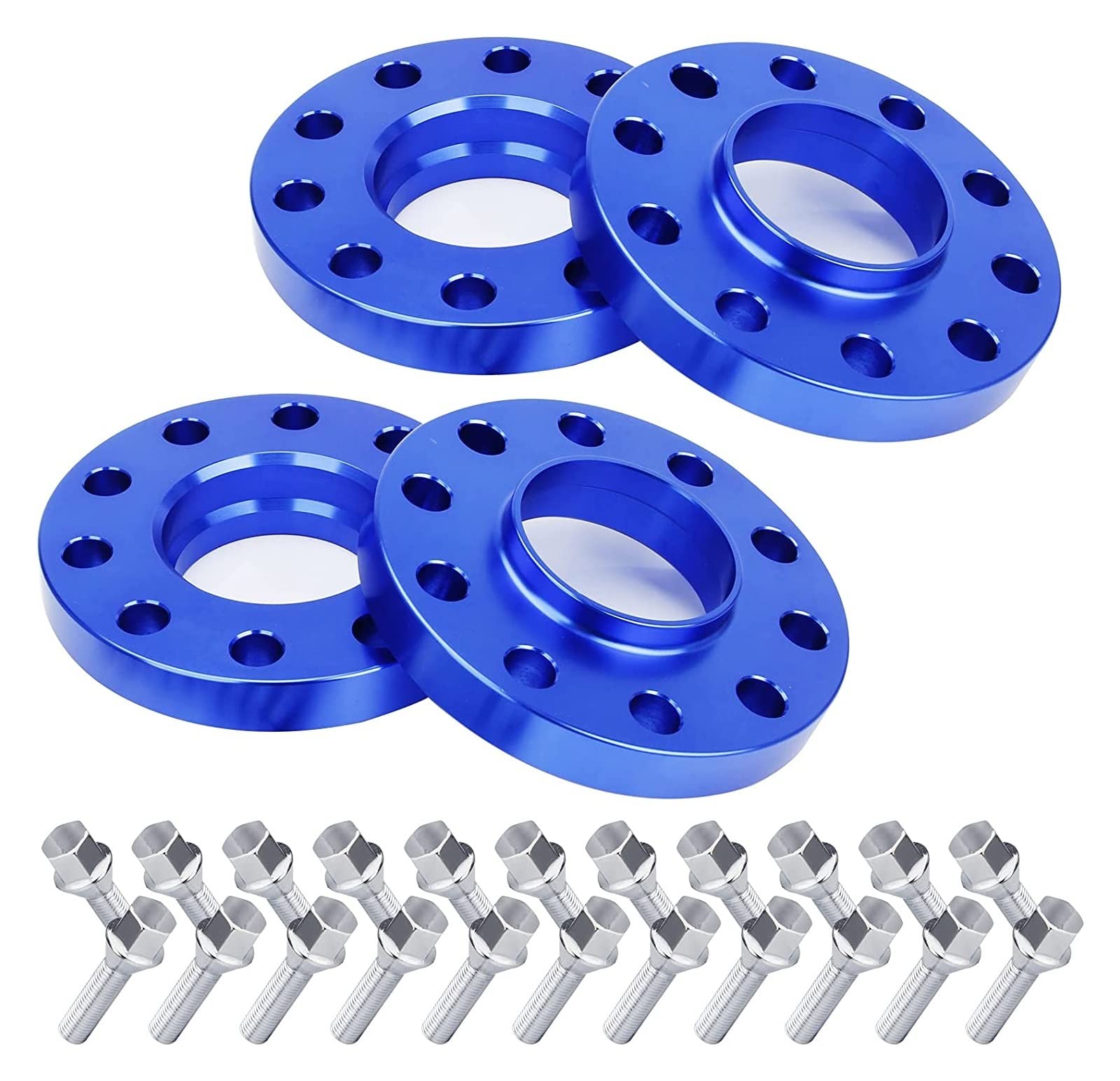 Joints Moyeu Roue Élargis pour BMW Modèles Entretoises Roue Voiture Bleues 5 X 120 Mm 4 Pièces Entretoises en Alliage D'aluminium Épaisseur 15 Mm Et 20 Mm, Hubcentric 72,56 Mm