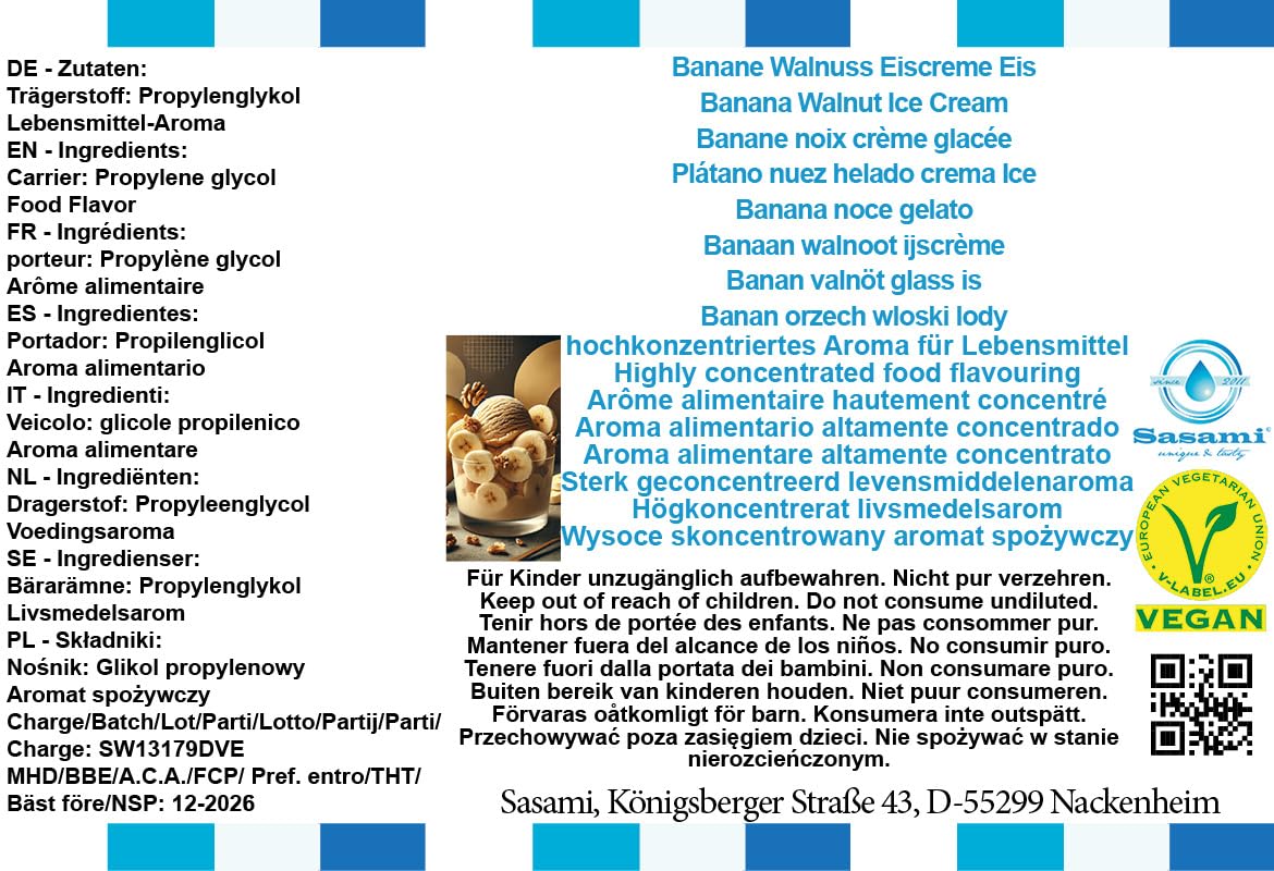 Banan orzech włoski lody aromat koncentrat – Wegański – Sasami – 100ml