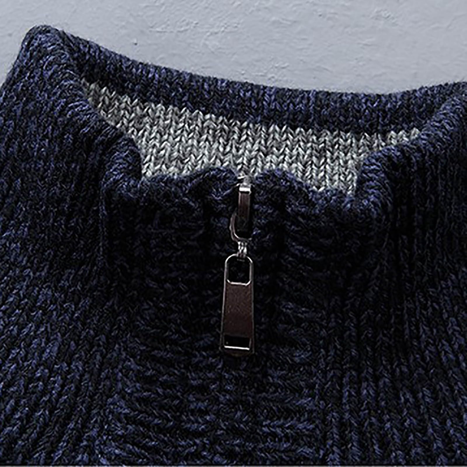 Suéter caliente de manga larga para hombre, suéter de Navidad, cuello Mao con cremallera informal, elegante y elegante temperamento corte delgado jacquard sudadera, versátil otoño invierno y Navidad