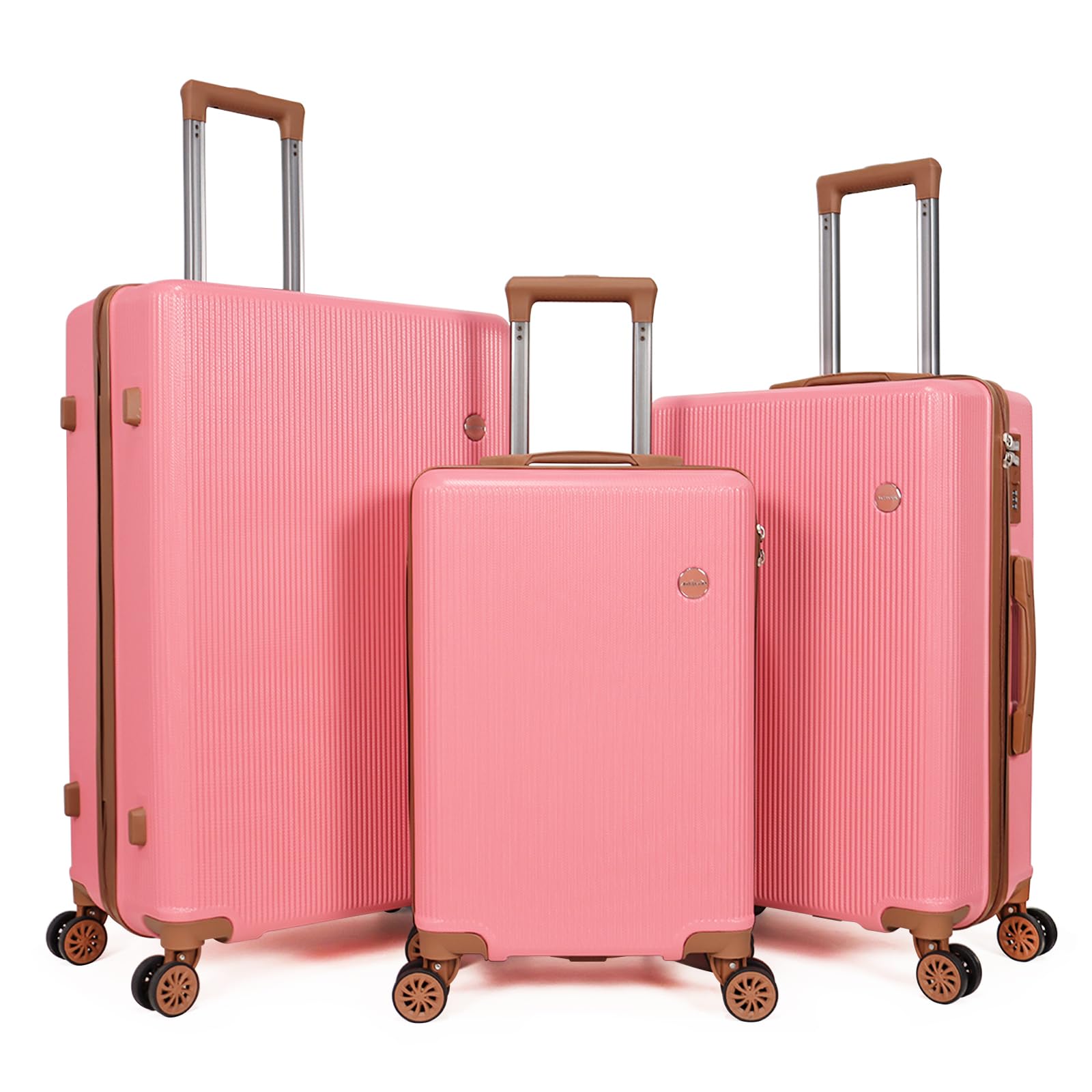 Aklsvion Luggage Sets 3 Piece (20/24/28 inch)-Carry On Suitcase-Suitcase With Wheels-PC+ABS - Hardside Spinner Travel Luggage, Black, 4 Pcs Set,