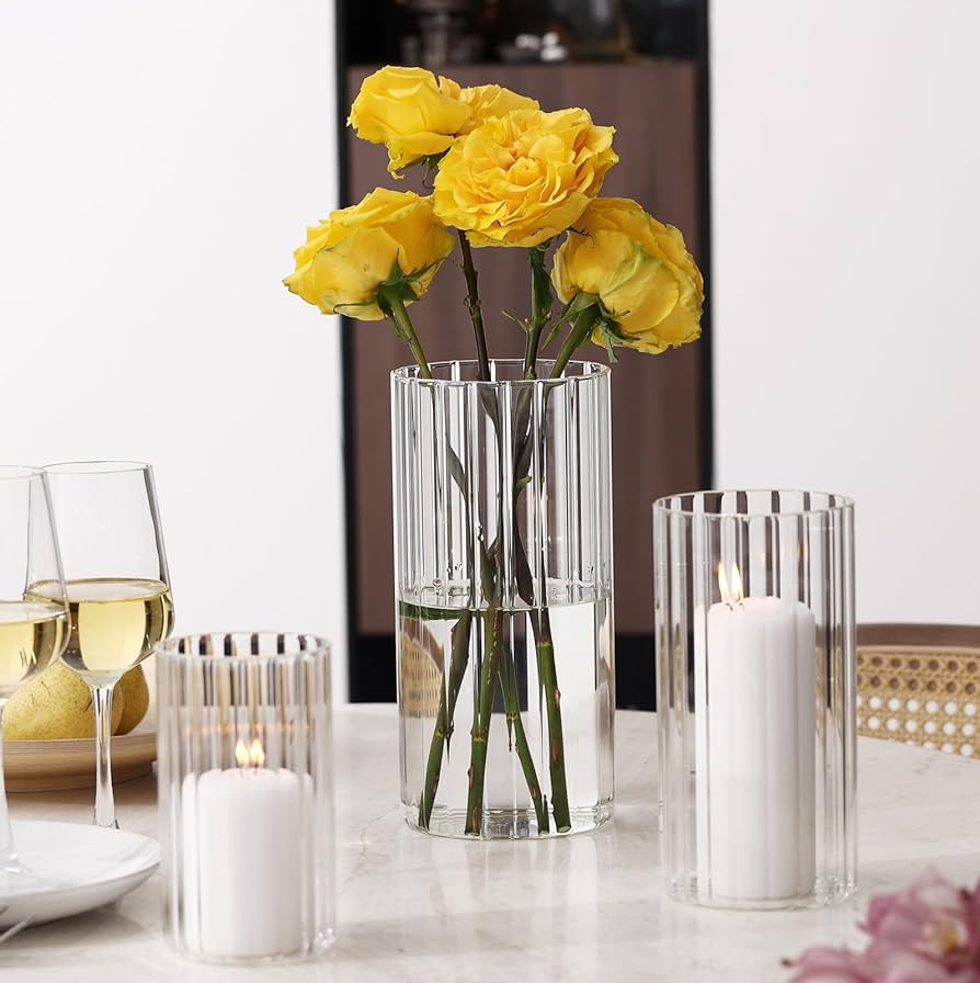 Amazon.com: PHOSPHOR 6 PCS Ribbed Glass Candle Holder