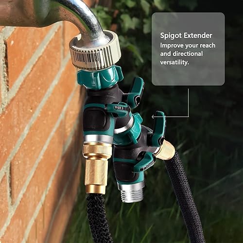 Miniatura 5 de Divisor de manguera, resistente de 2 vías, todo de metal, con válvula de cierre, divisor de manguera, divisor de manguera y divisor de manguera,