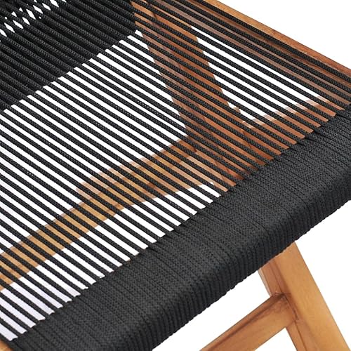 Miniatura 8 de Folding Patio Chairs 2 pcs Solid Teak Wood and Rope Outdoor Patio Chair Lawn Sillas para Comedor Kitchen Table Chairs for Picnic Beach Living Room