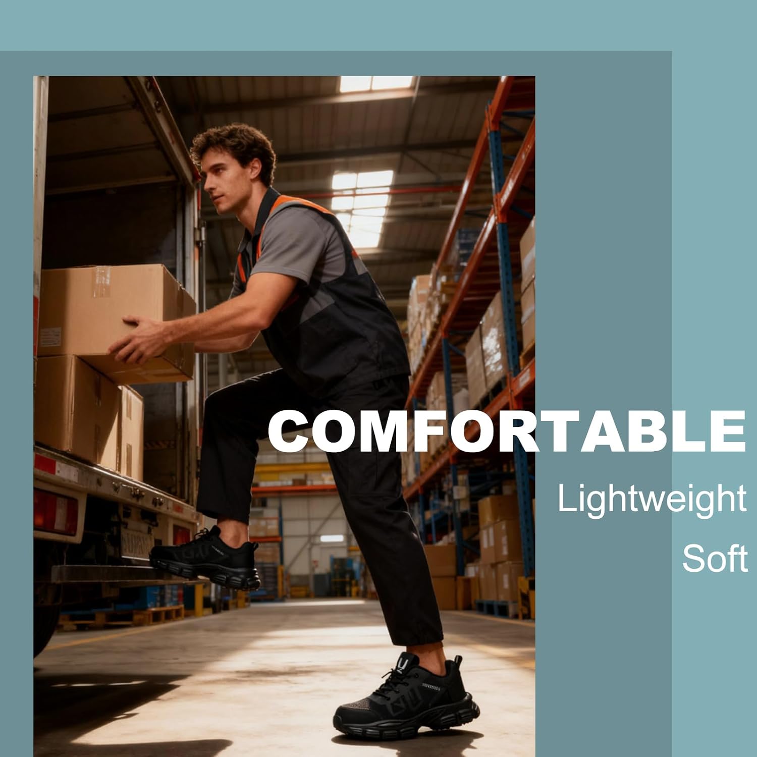 Hogent Steel Toe Shoes for Men Lightweight Comfortable Non Slip Work Shoes Women Puncture Proof Safety Sneakers for Industrial Construction & Daily Life - Image 6