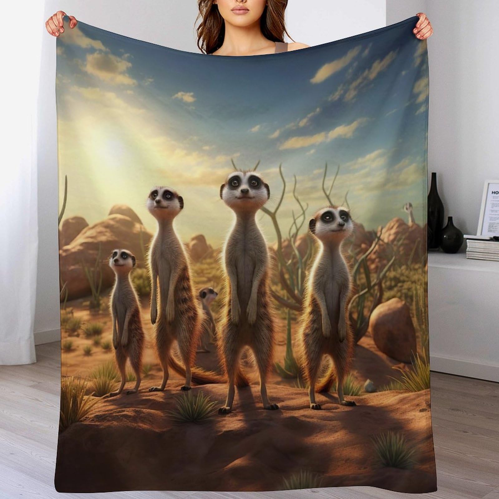 Couverture suricate en polaire douce, le cadeau chaud et réconfortant