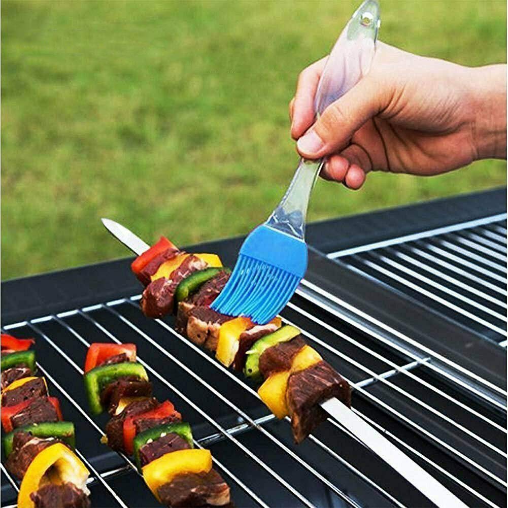 Confezione da 12 spiedini per kebab, 55 cm, in acciaio inox, resistenti, grandi, riutilizzabili, con manico in legno antiscivolo, ideali per shish, kebab, pollo, gamberetti e verdure