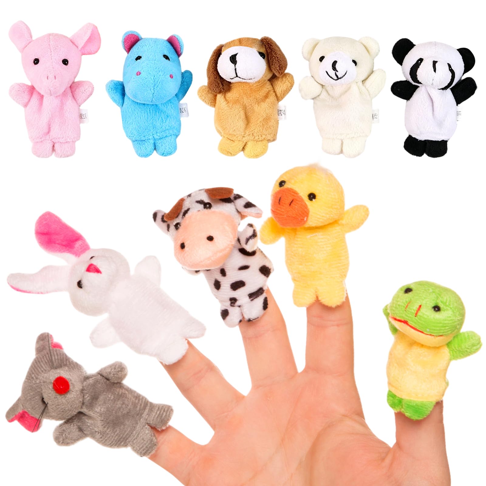 10pcs Different Cartoon Animal Finger Burattini in Morbido Velluto Dolls Toys Props