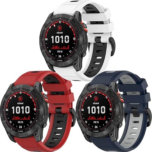 Miniatura 38 de Miimall Correa compatible con Garmin Fenix 7X/6X/5X, correa deportiva de silicona suave de 1.024 in de ancho, impermeable, para Garmin Fenix 7X