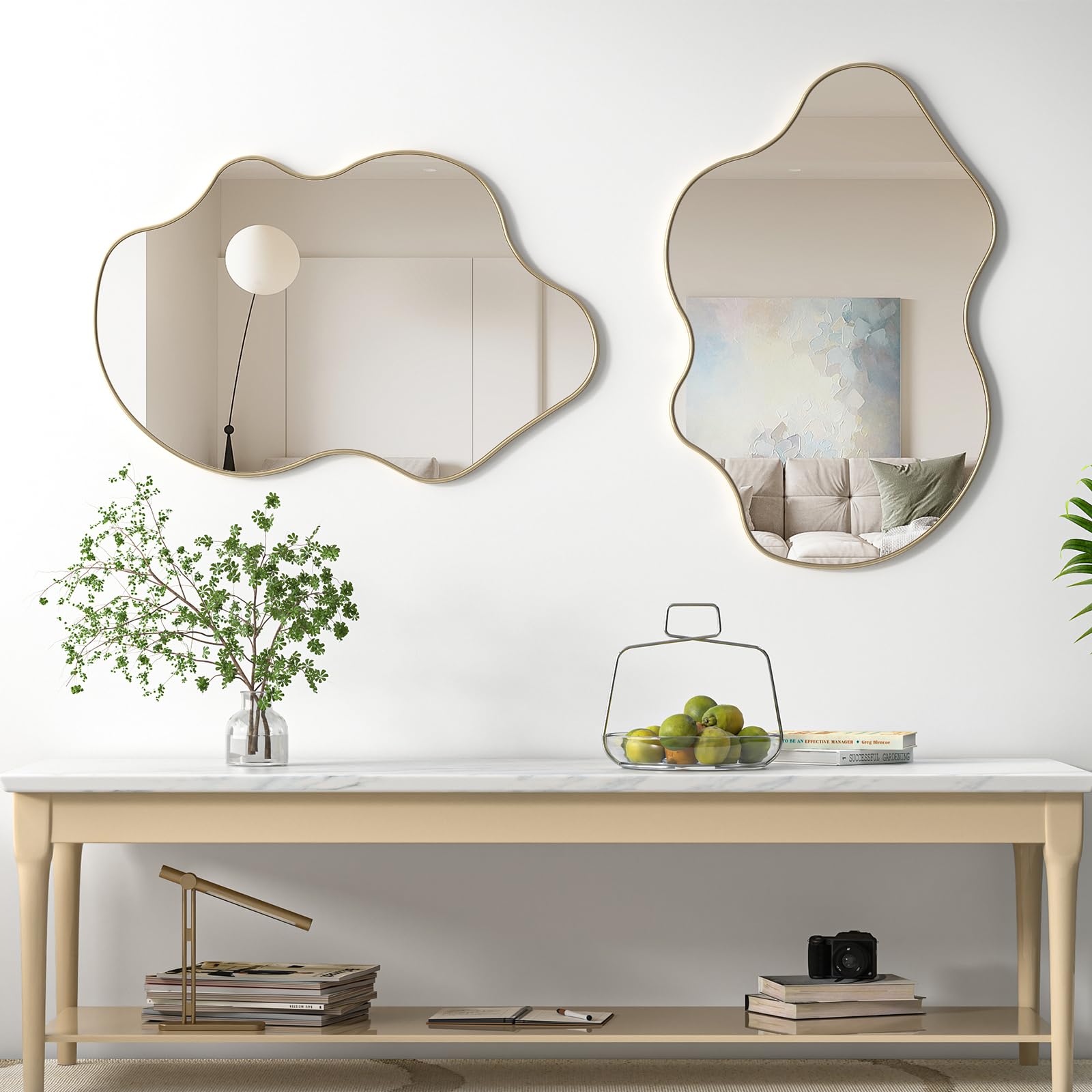 Specchio da Parete Moderno Specchio Irregolare Specchi da Appendere alle Pareti Specchio per Vestirsi per Soggiorno Camera da Letto Ingresso Corridoio 60 x 90 cm