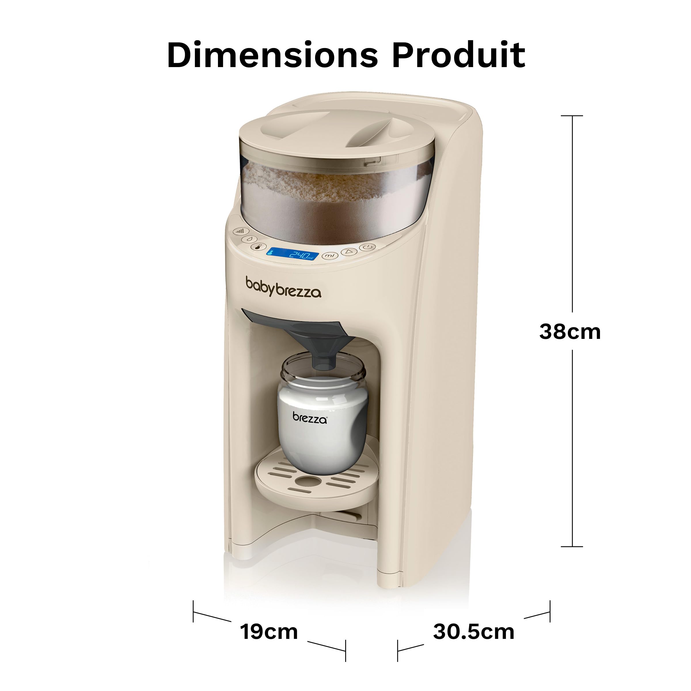 Baby Brezza Formula Pro Advanced Beige Oatmeal - Préparateur de Biberons instantané et automatique, dose et mélange l'eau chaude et la poudre de Lait par simple pression d'un bouton