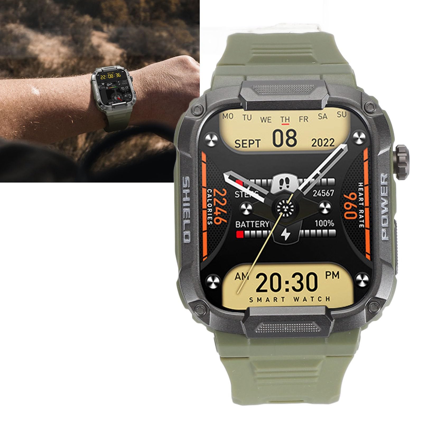 Cocoarm Reloj Inteligente Deportivo 1.85in, IP68 Bluetooth 5.2 Música