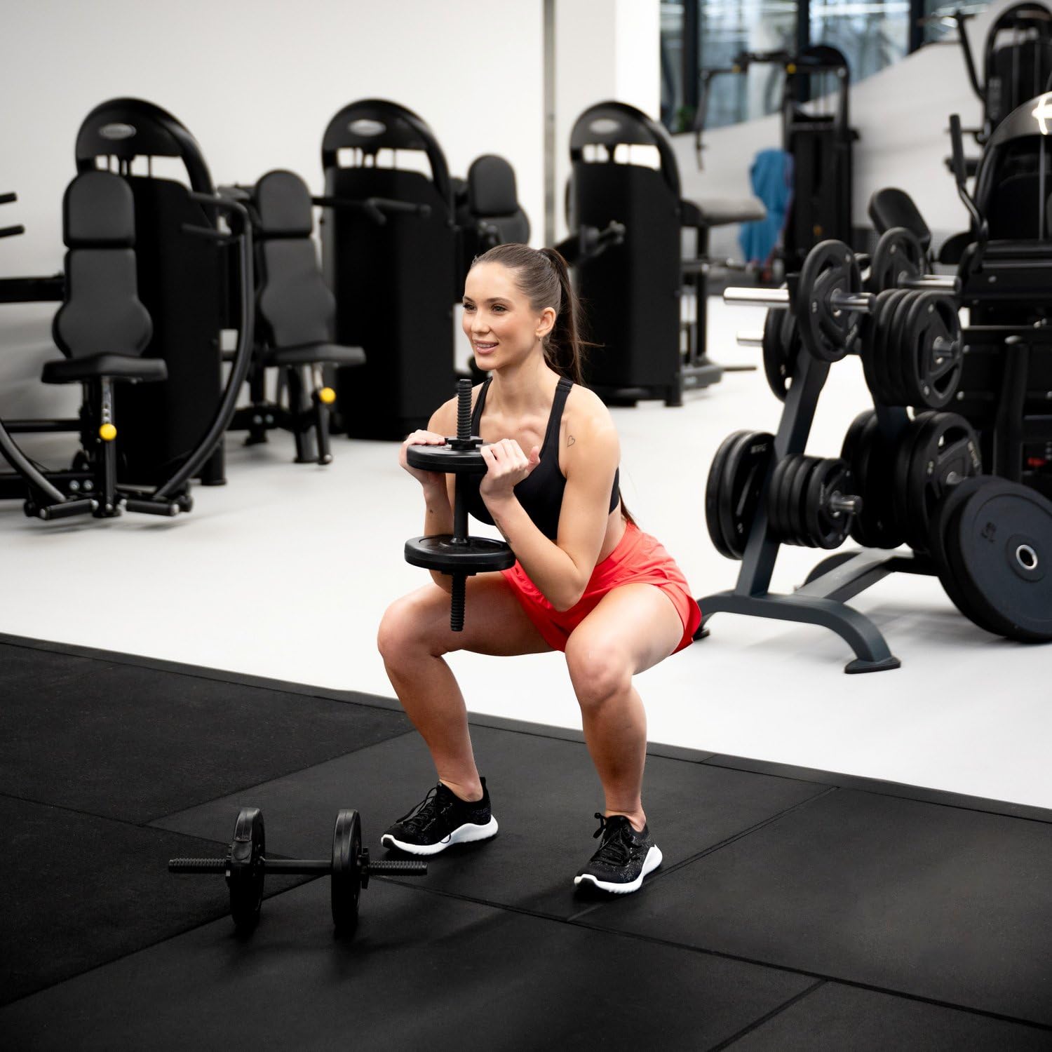 Gymtek - Barra Manubri, Lunghezza 35-45 cm, Ø 24 mm (+/-2 mm), Chiusure a 2 Stelle, Impugnatura Zigrinata, Barra Manubri, Maniglie Manubri per Pesi, Dischi Peso, Manubri - Nero o Argento