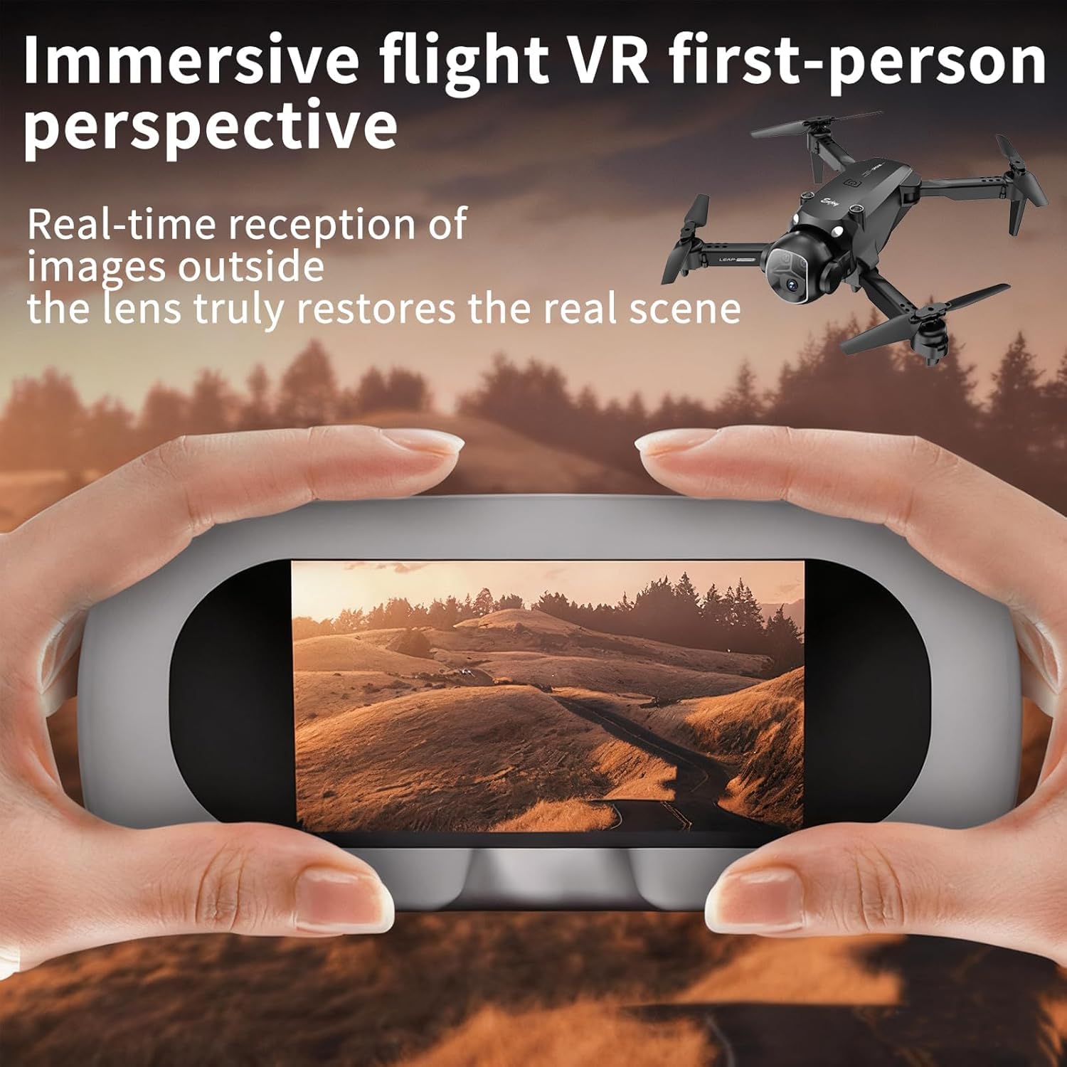 OBEST Drohne mit Kamera und VR Brille Faltbare Mini FPV Drone | Dual Kamera 2 Akkus, Start/Landung per Knopfdruck, Gestensteuerung Fotos/Videos, Headless Modus RC Flugzeug für Erwachsene