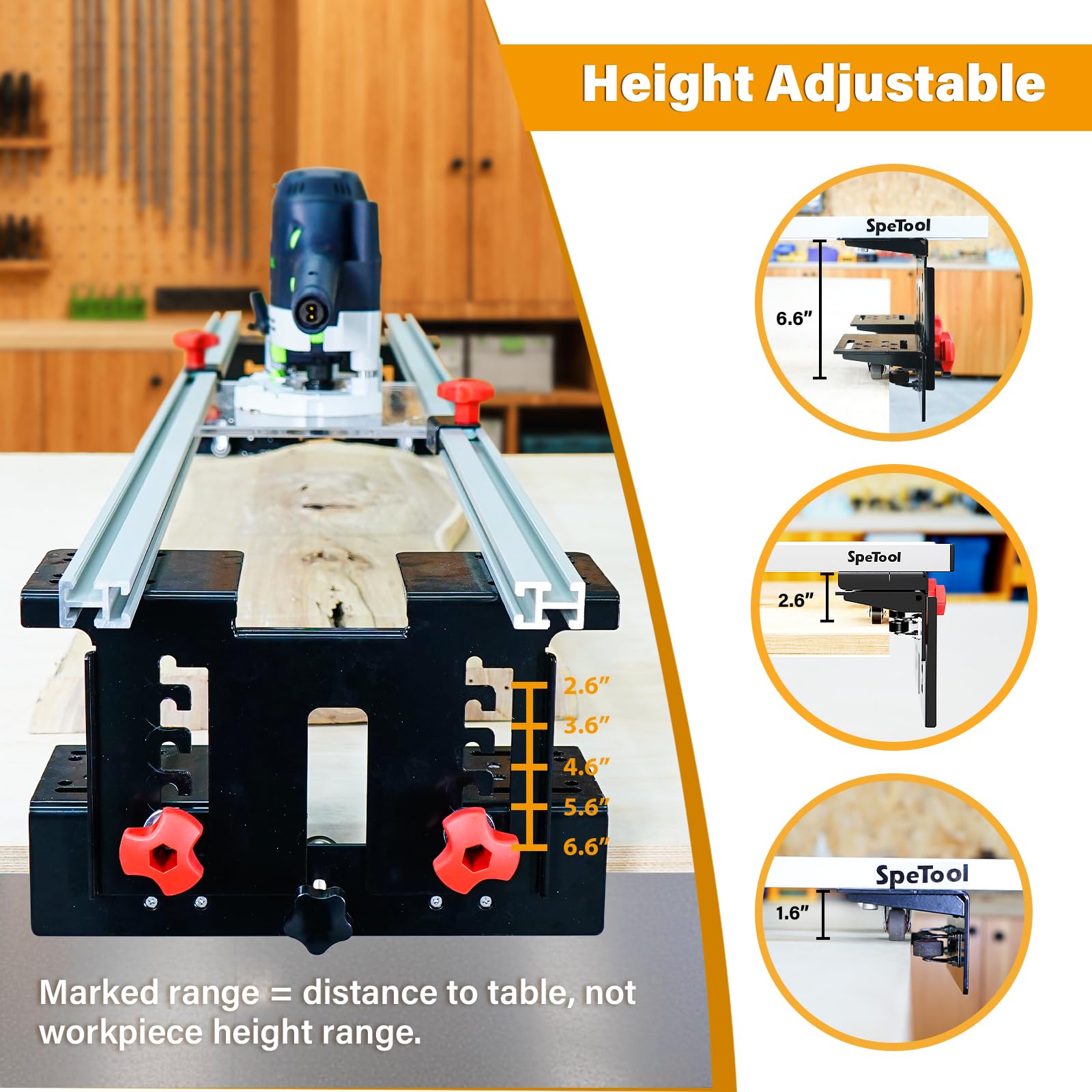 SpeTool Planfräsvorrichtung Planfräsen Vorrichtung Oberfräse Router Sled 3 Achsen Verstellbar Führungsschiene Oberfräse Planfräser für Holz von Holzplattenabflachung