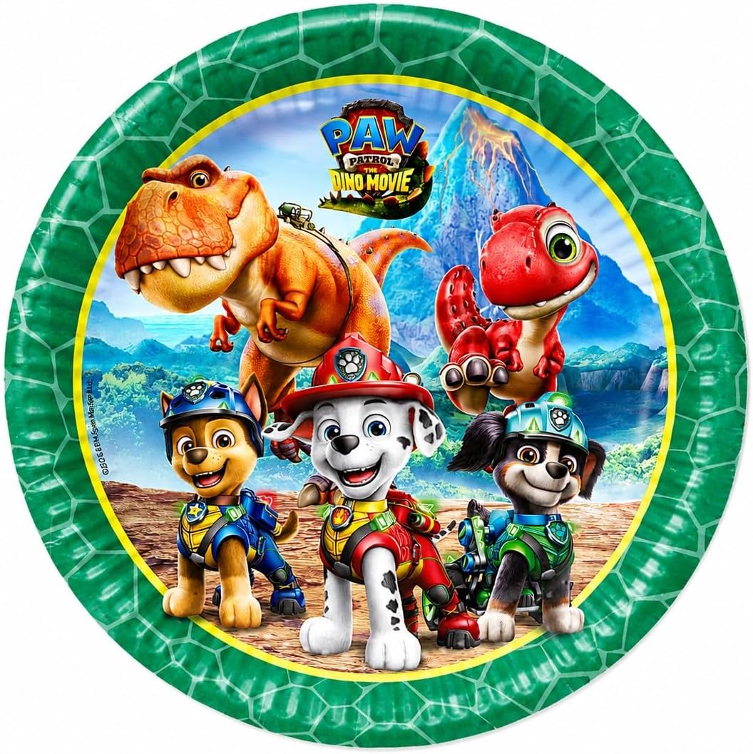 Procos PAW Patrol Dino Movie 9" Birthday Party Paper Plates 8 Count