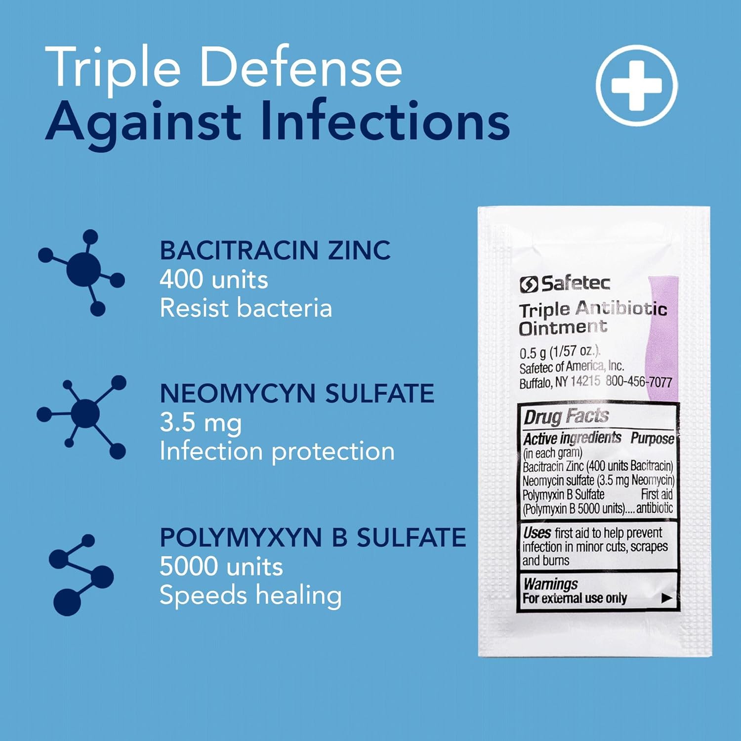 Water-Jel 2120 Bacitracin Zinc Triple Antibiotic Ointment, 0.5gm Packet (Pack of 144)