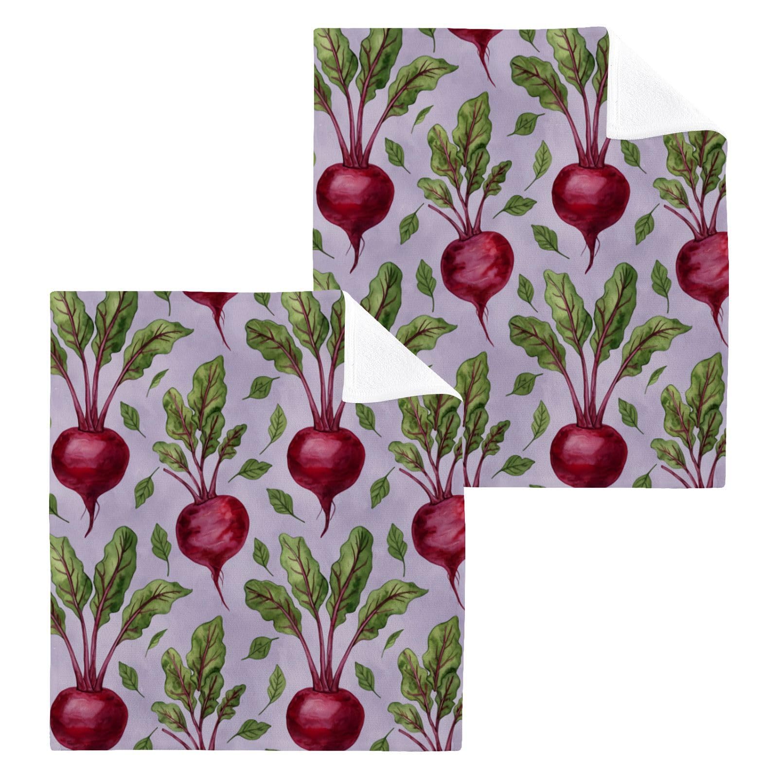 BOESI Purple Beet 12x12in Cotton Washcloth,Soft Absorbent Face Towel