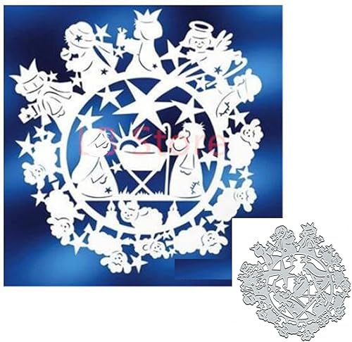 Corona angular de Navidad, troqueles de metal, troqueles de corte de ángulo de oveja, plantillas de corte de ángulo de oveja, álbumes de recortes,