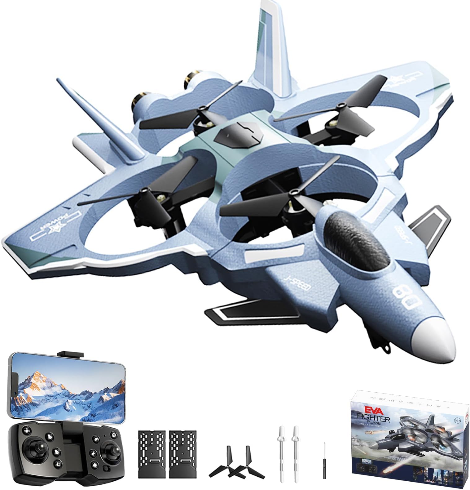 Remote Control Airplane,RC Fighter Jet, 2.4GHz 4CH RC Plane with 8K Camera, Foam RC Aircraft Glider 3D Flip, Altitude Hold, Gesture Photography Drone for Adults Teens Beginners Dark Grey