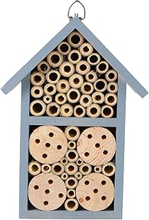 Gogogmee 1 Casa de Abejas de Madera Ensamblada para Exteriores Cabaña de Mariquitas Colmena de Jardín Colmena Decorativa Rústica para Colgante Color Azul