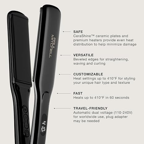 Paul Mitchell Smooth+ Ceramic Flat Iron, Adjustable Heat Settings, for Smoothing + Straightening