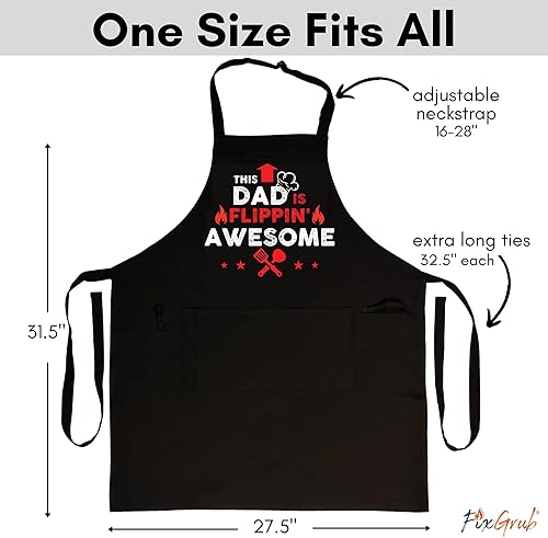 Miniatura 4 de Dad Apron with 3 Pockets, Bottle Opener, Towel and Gift Box, Ideal Birthday, Christmas and Father's Day Gift