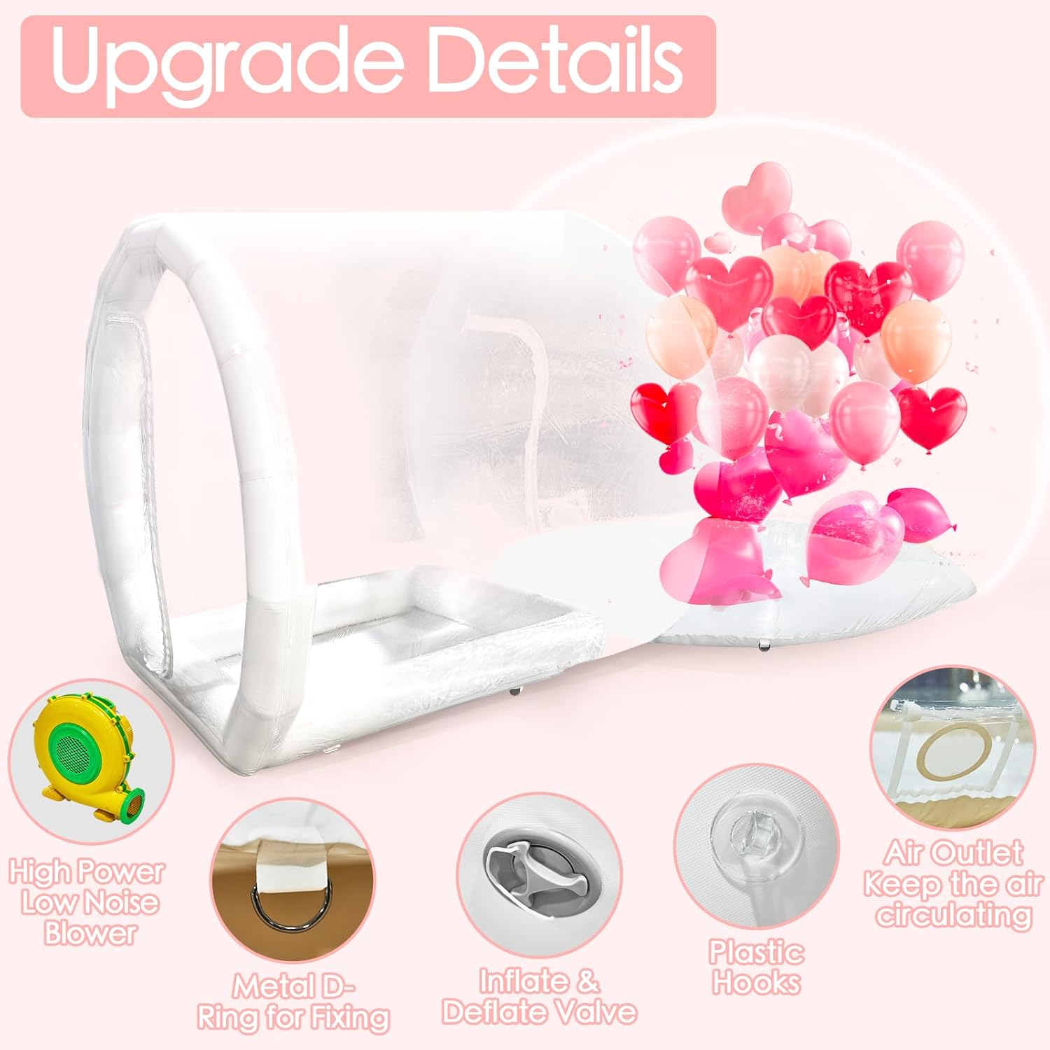 10FT Bubble House, Clear Balloon House for Party, PVC Bubble House Dome Inflatable, Inflatable Bubble House Perfect for Indoor Outdoor Celebrations Party Rental Equipment-Fully Transparent Design