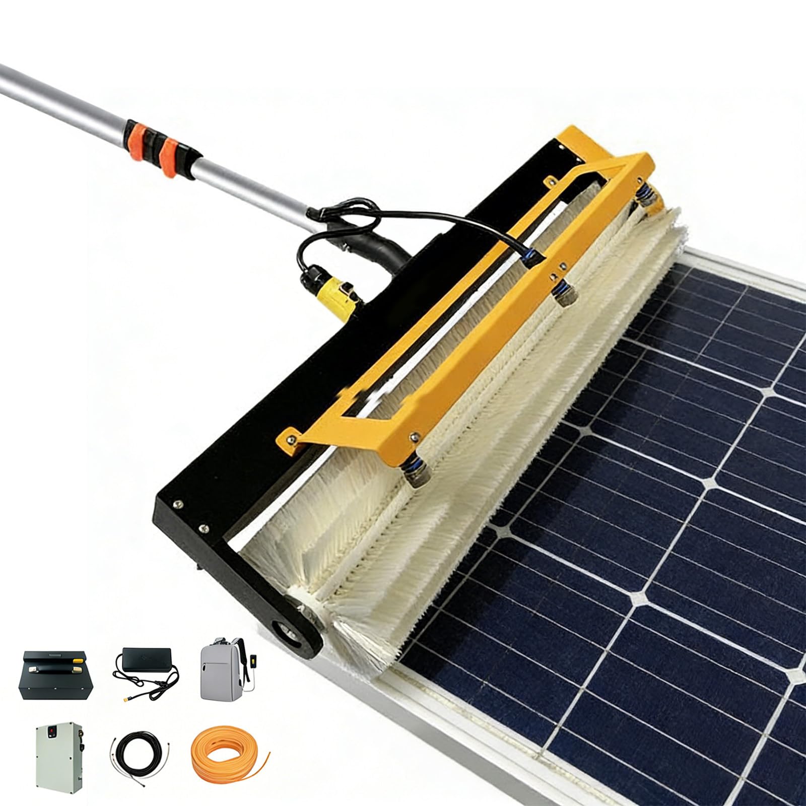 Herramientas De Limpieza Fotovoltaica – Nessuna Scala Necessaria, Asta Telescopica ad Alimentazione Idrica, Spazzola Rotante 380rpm per Tetti Alti, Finestre e Pannelli Solari per Camper Cordless-5.6M