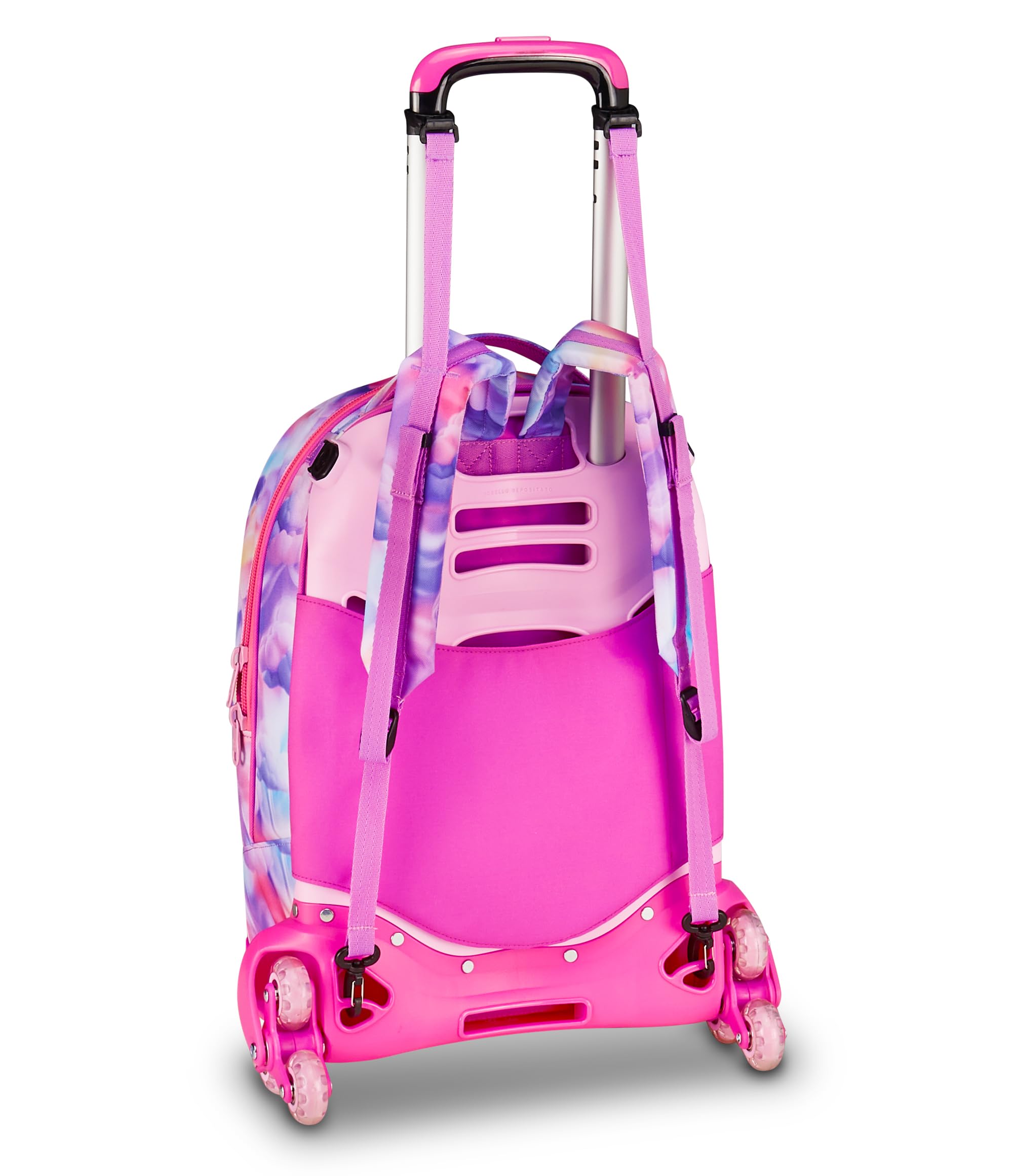 SJ GANG STYLE JAM GANG Trolley Jack 8 ruote JOYFUL PINS GIRL, Rosa, 34L, Scomponibile, Crossover System, 3 in 1, Spallacci a scomparsa, Tasca con pins amovibili, Scuola elementare, Bambina