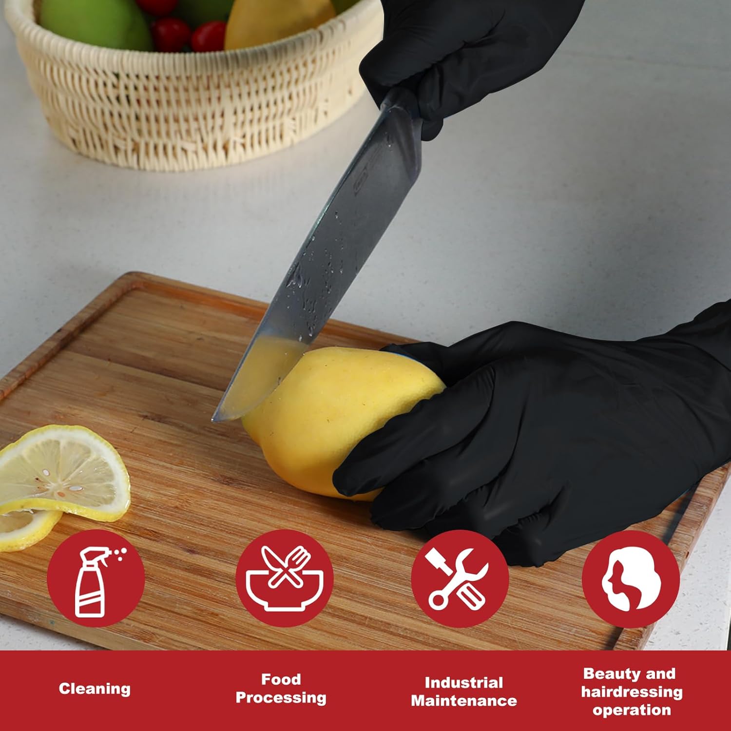 Disposable Gloves Extra Large, Nitrile and Vinyl Blend Material Gloves, Latex Free, 4 Mil,1000 Pc. Food Grade Glove for Cleaning, Food Prep, Hair Dye, Tattoo, Black