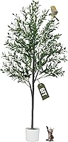 YYTDDUUU 6FT Artificial Olive Tree - Realistic Faux Indoor Plant with Wood Trunk, Leaves & Olives for Home Office Decor