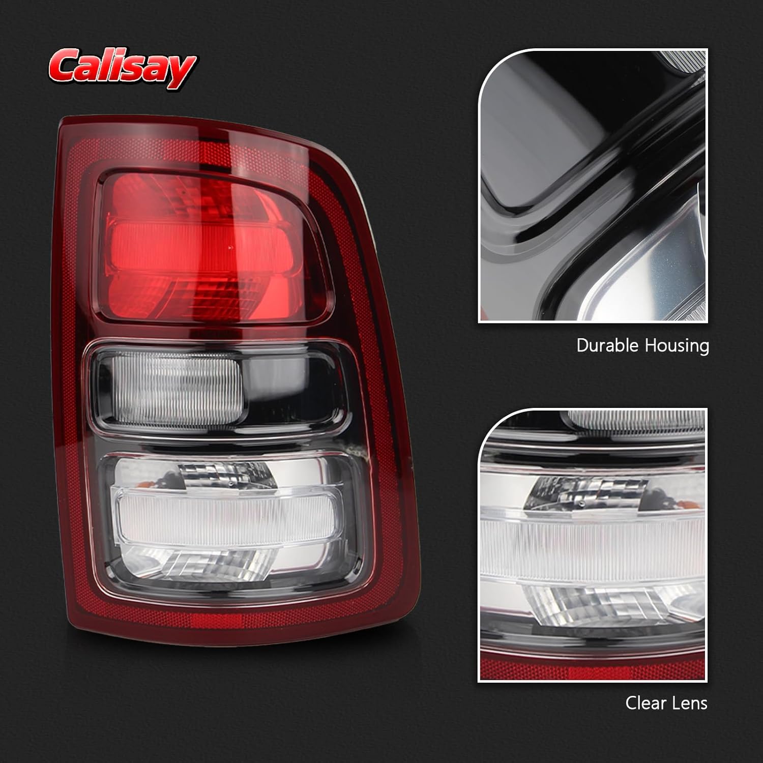 Black Bezel Halogen Tail Lights Compatible With 2019-2024 RAM 2500 Non-LED Models, Direct Fit Replacement Rear Brake Lamp CH2801229 68409002AD(Right Passenger Side Halogen Black Bezel)