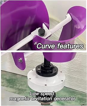 1KW Tulip Type Wind Turbine Kit 12V 24V 48V 800W Vertical Axis Wind Turbine + 2 *100W Photovoltaic Panels + Intelligent Controller Breeze Start Wind And Solar Hybrid Power Generation System ( Color :