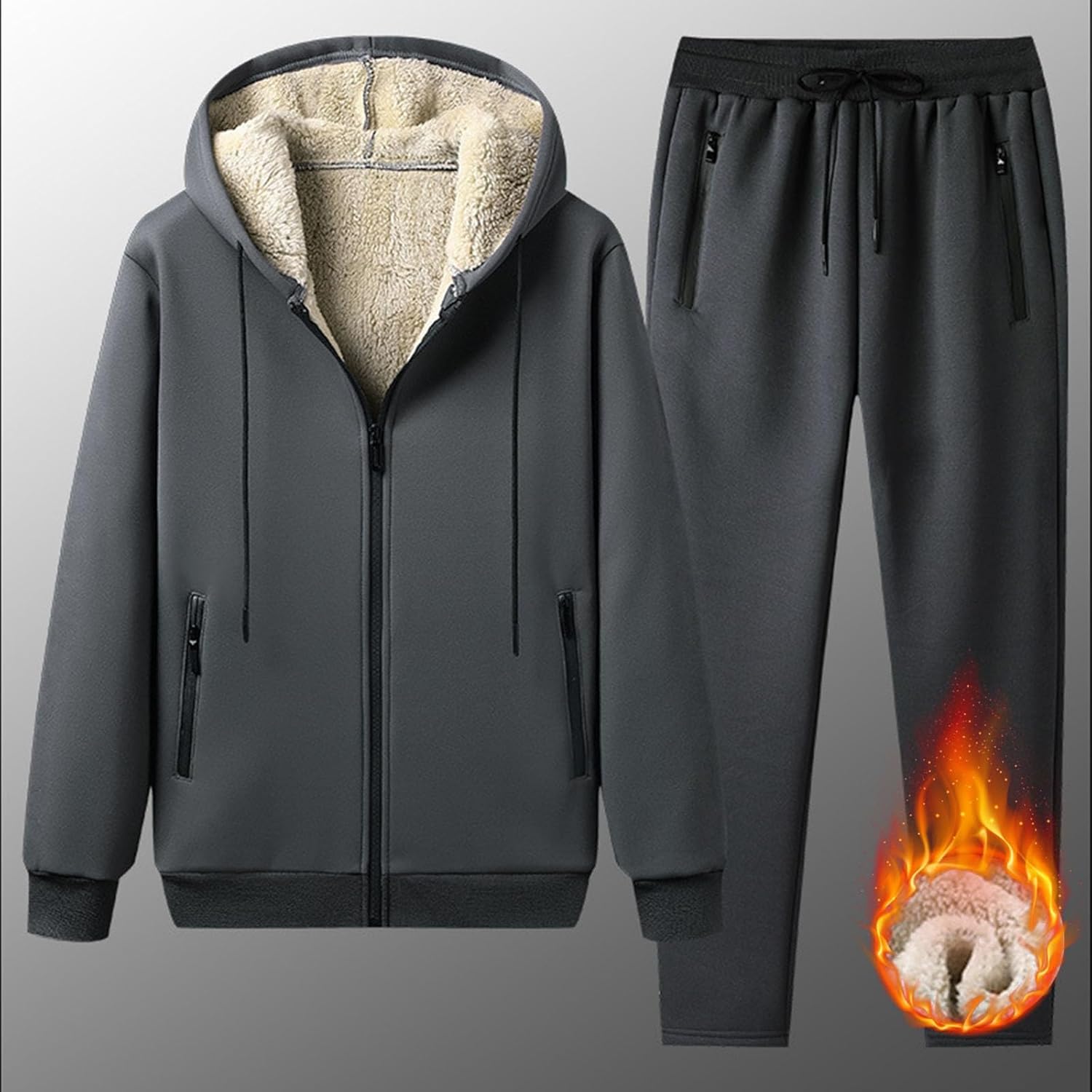 [Raineed] スウェット メンズ ジャージ 上下セット パーカー フード付き 長袖 ズボン シェルパ 大きいサイズ 無地 部屋