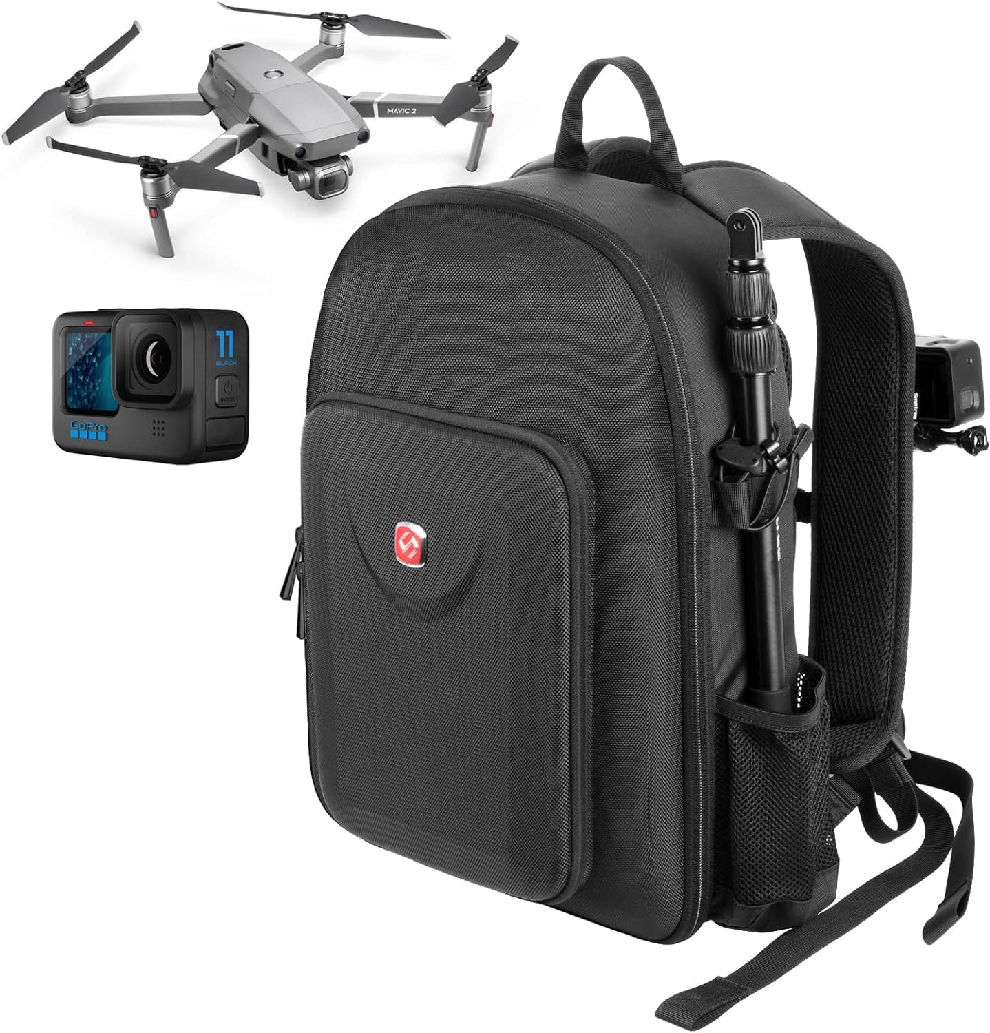 Smatree Professional Hard Backpack Compatible with DJI Mavic 2 Pro/Mavic 2 Zoom and Gopro Hero 2018 / Gopro Hero 7/6/5/4/3+/3/2/1, Battery, Charger, Remote Control