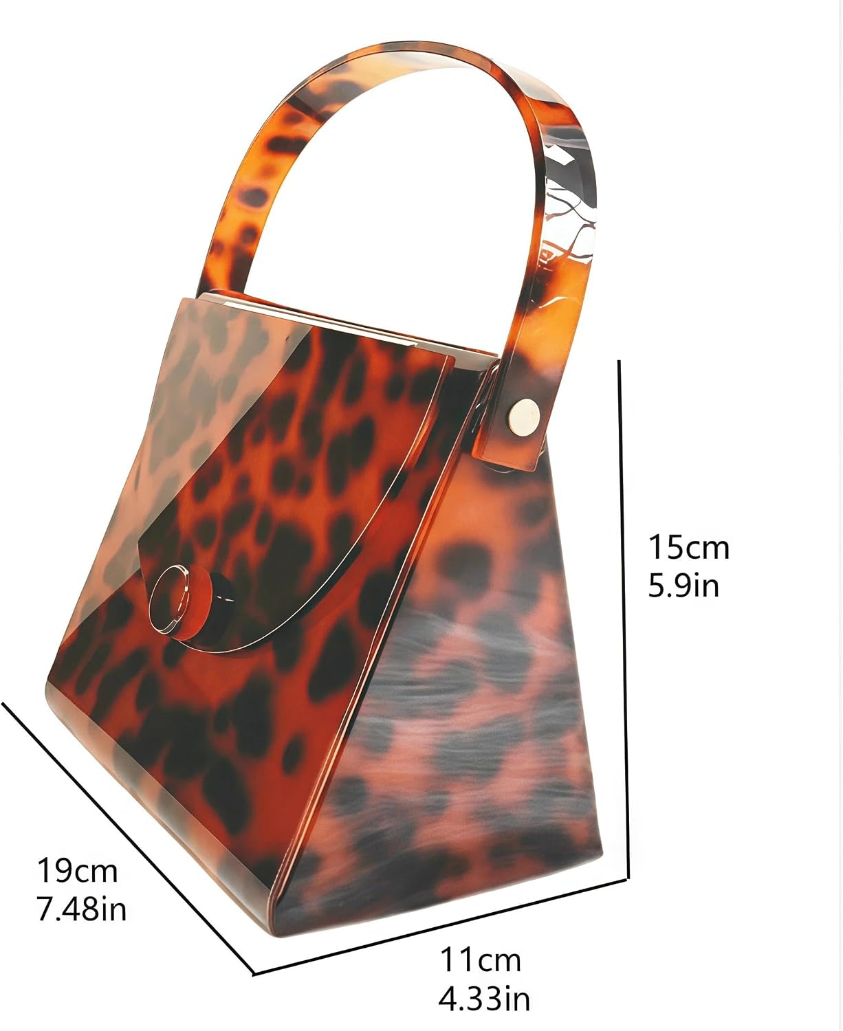 Tortoise Shell Acrylic Top Handle Handbag for Formal and Daily Occasions