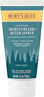 Burt's Bees Soothing Moisturizer + After Shave with Aloe & Hemp for Men, White, 2.5 Oz