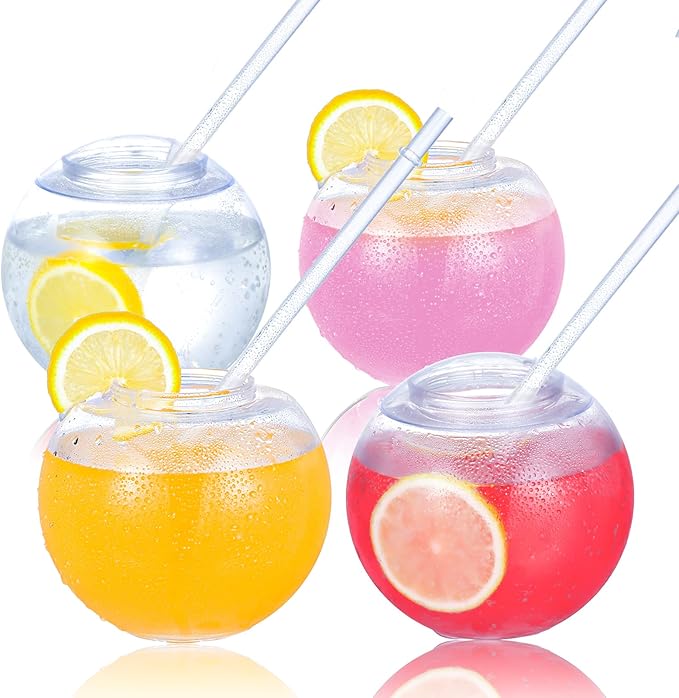 Fish Bowls for Drinks with Lids and Straws 22 oz Fishbowl
